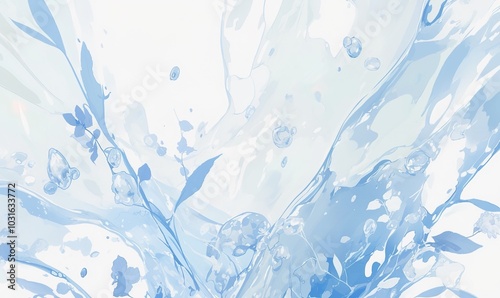 Wallpaper Mural Refreshing Abstract Background in Pure White Featuring Dynamic Water Splash, Creating a Clean and Invigorating Atmosphere, Perfect for Cleanser Advertising and AI-Generated Wallpaper Torontodigital.ca