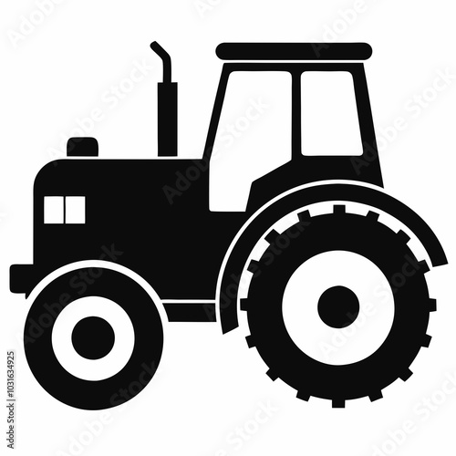 Black Tractor Silhouette Vector Illustration