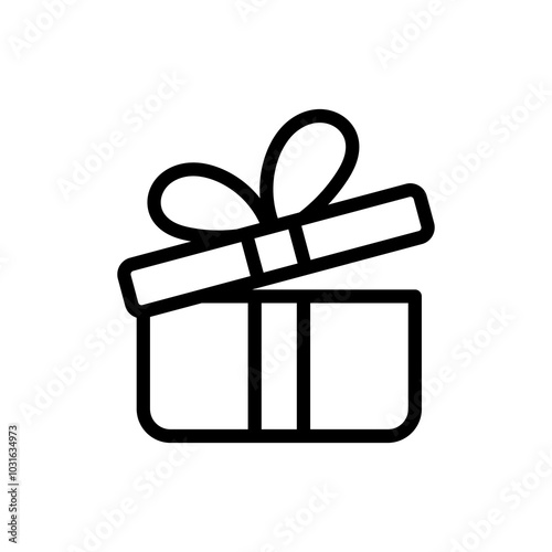 Gift box icon. Simple black outline present gift box icon