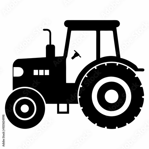 Black Tractor Silhouette Vector Illustration