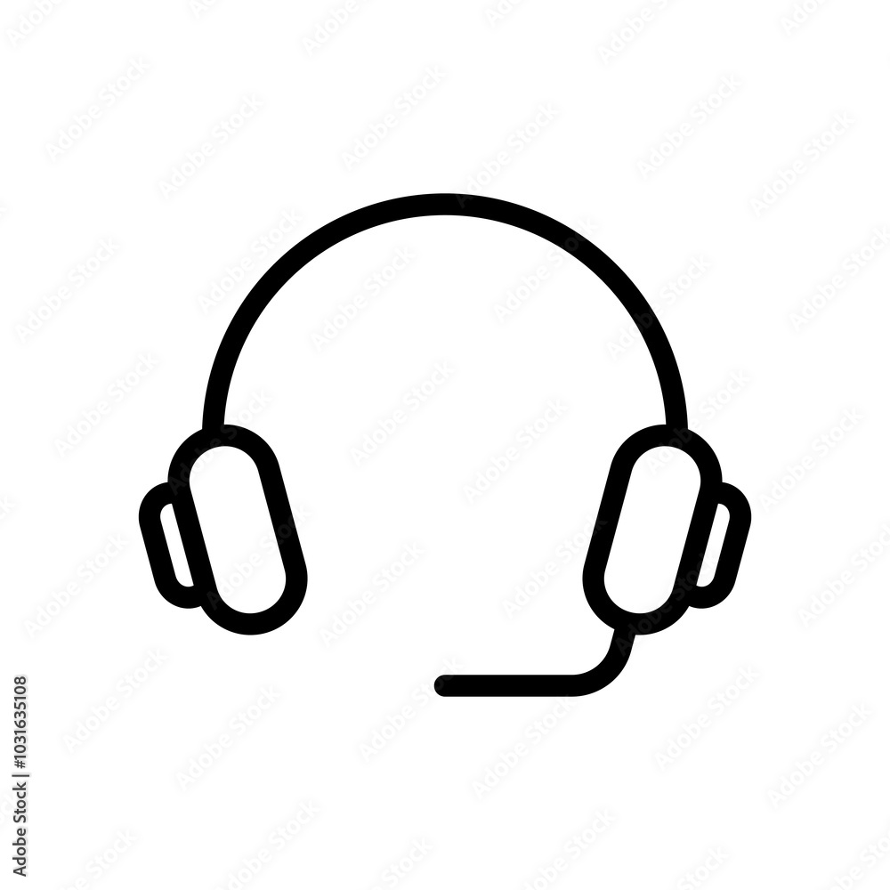 Simple black outline headphone icon isolated on white background Simple black outline headphone icon isolated on white background