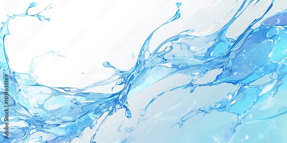 Fototapeta premium Creative Abstract Design with Pure White Background and Dynamic Water Splash, Creating a Fresh and Clean Atmosphere, Ideal for Cleanser Advertising and AI-Generated Wallpaper