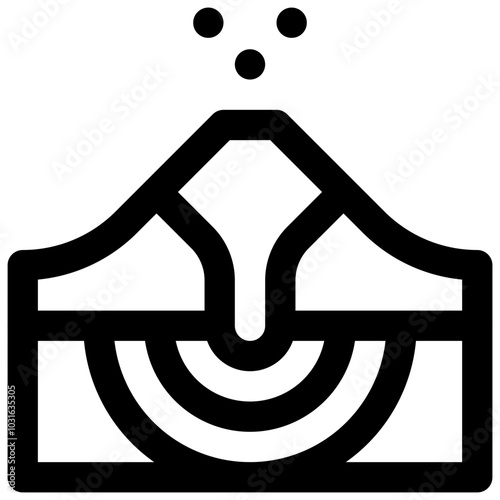Volcanology. Editable stroke vector icon.