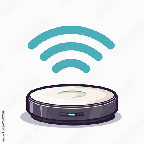 Vector robot vacuum cleaner illustration, smart home device with WiFi