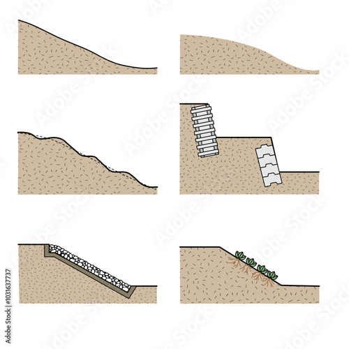 Retaining Wall graphic, soil section diagram