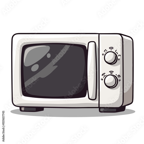 Vector microwave oven illustration, cartoon kitchen appliance