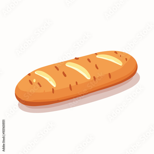 Vector baguette illustration, cartoon bread