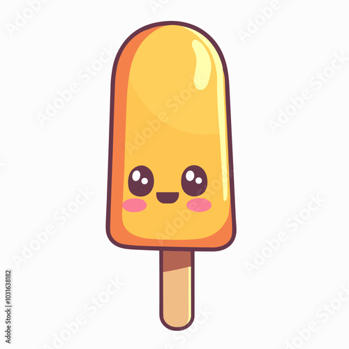 Vector cute popsicle character illustration, cartoon frozen dessert
