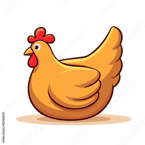 Vector cartoon chicken illustration, farm animal icon