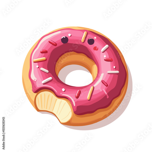 Vector donut illustration, sweet dessert icon