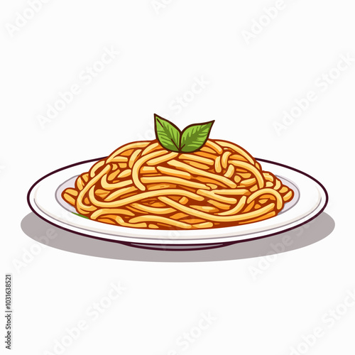 Vector spaghetti illustration, Italian pasta dish icon
