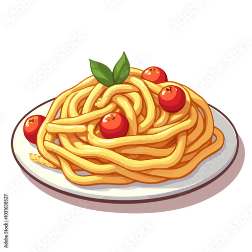 Vector spaghetti illustration, Italian pasta dish icon
