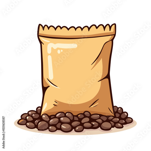 Vector coffee bean bag illustration, packaging icon