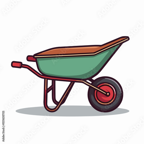 Vector wheelbarrow illustration, gardening tool icon