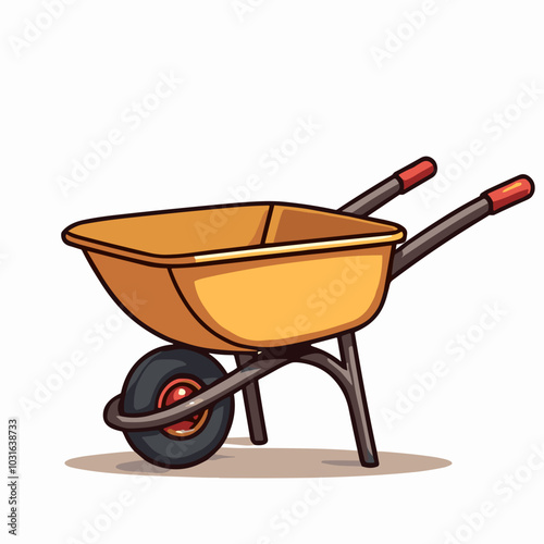 Vector wheelbarrow illustration, gardening tool icon