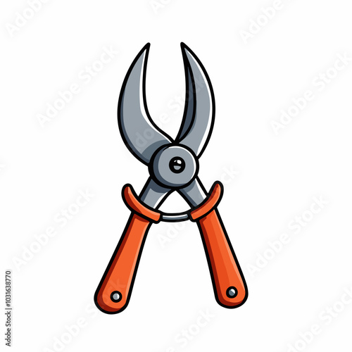 Vector pruning shears illustration, gardening tool icon
