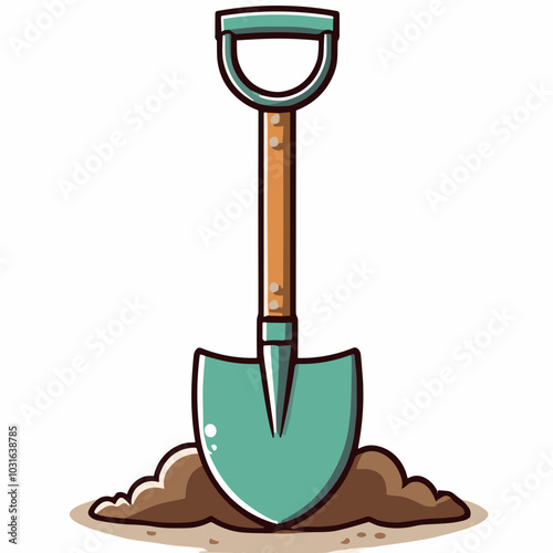 Vector garden shovel illustration, digging tool icon