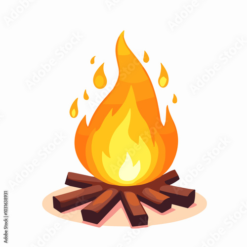Vector campfire illustration, outdoor adventure icon