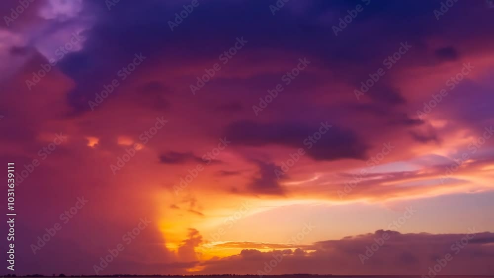 4K Magenta Red Orange Sky Storm Clouds At Dusk Sunset 4K Magenta Red Orange Sky Storm Clouds At Dusk Sunset