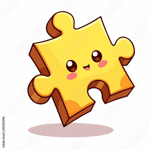 Vector cute puzzle piece illustration, game element