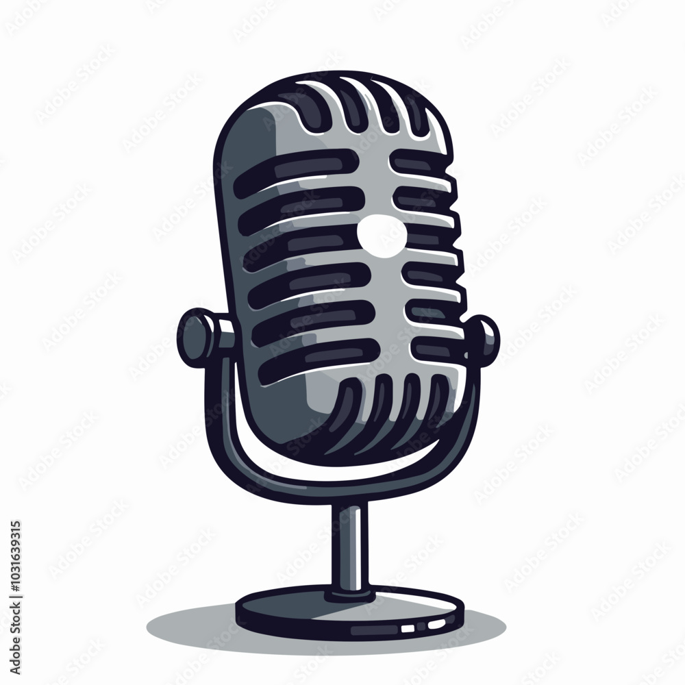 Vector microphone illustration, audio recording icon Vector microphone illustration, audio recording icon