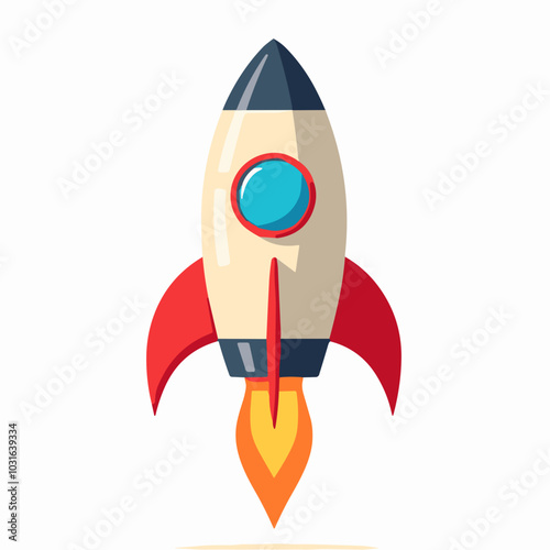 Vector rocket illustration, space travel icon