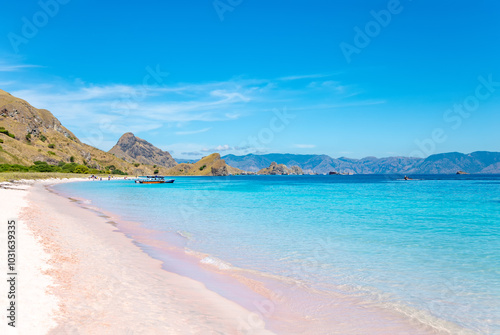 Pink Beach, Island Padar, Komodo National Park, Flores, Indonesia, Southeast Asia.
