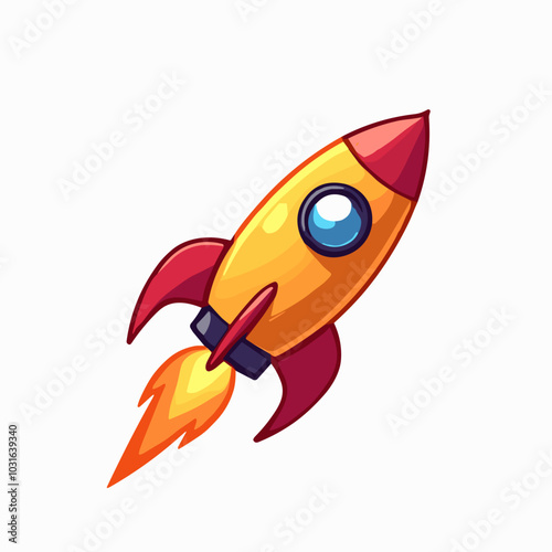 Vector rocket illustration, space travel icon