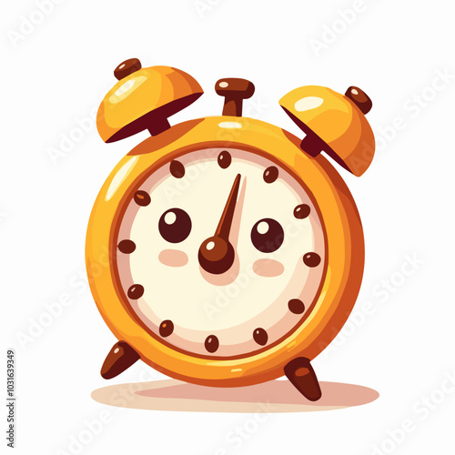 Vector cute alarm clock illustration, time icon