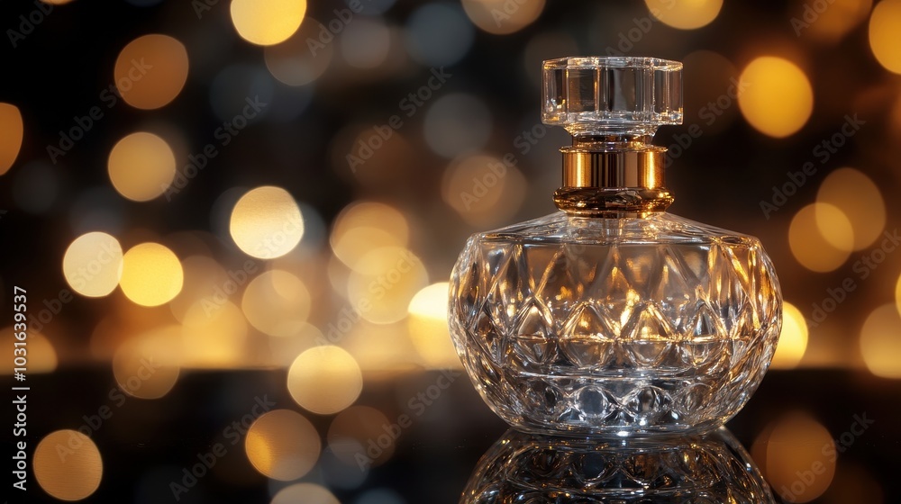 Elegant Perfume Bottle with Glowing Background Elegant Perfume Bottle with Glowing Background
