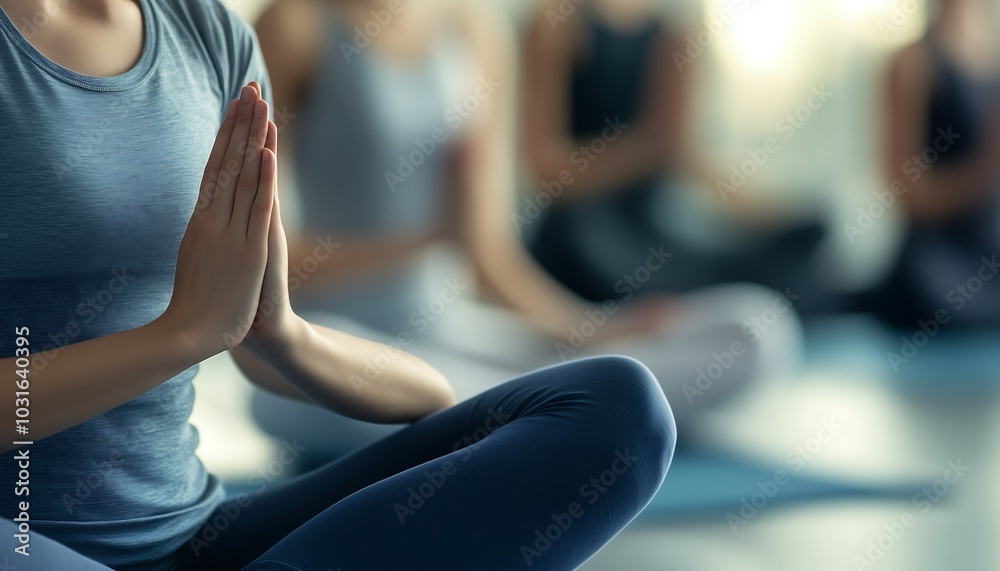 Woman Practicing Yoga in Class Woman Practicing Yoga in Class
