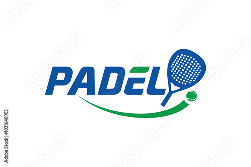 Padel racket and ball logo design vector