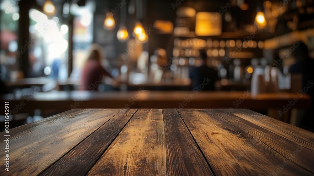 Cozy Cafe Interior with Wooden Table and Soft Lighting Cozy Cafe Interior with Wooden Table and Soft Lighting