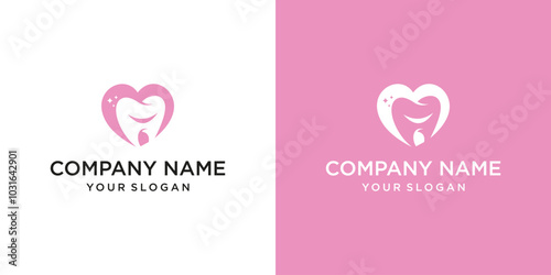 Tooth Love and Smile Logo Design Inspiration. Healthy Tooth Lover Logo Icon. Dental Care and Dental Health Logo Design. Vector Illustration.