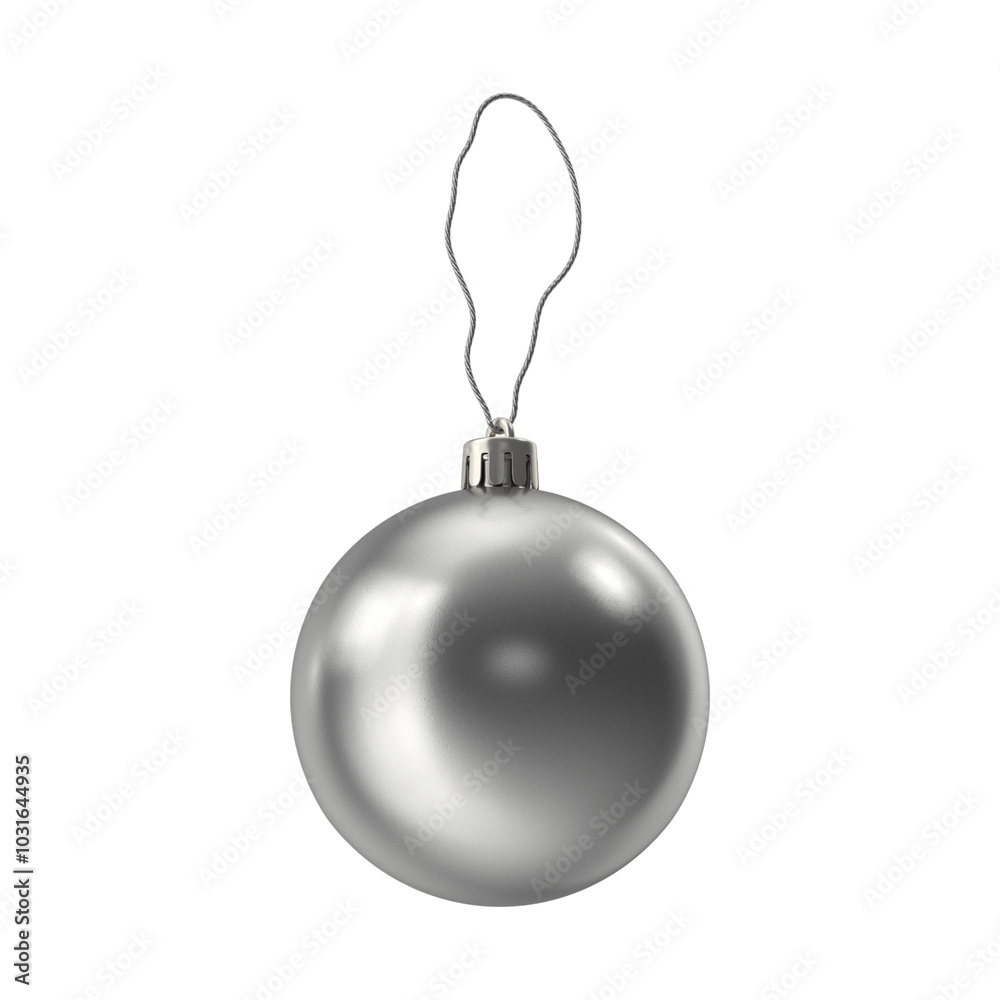 silver Christmas Ball Mockup isolated on white background silver Christmas Ball Mockup isolated on white background