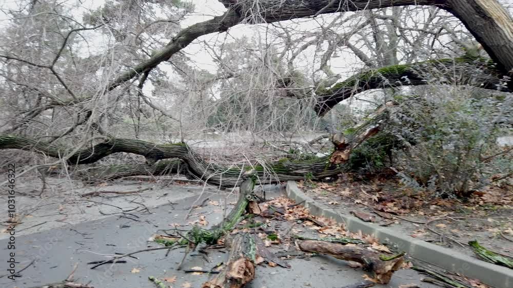 Fallen tree after a strong winter storm Fallen tree after a strong winter storm