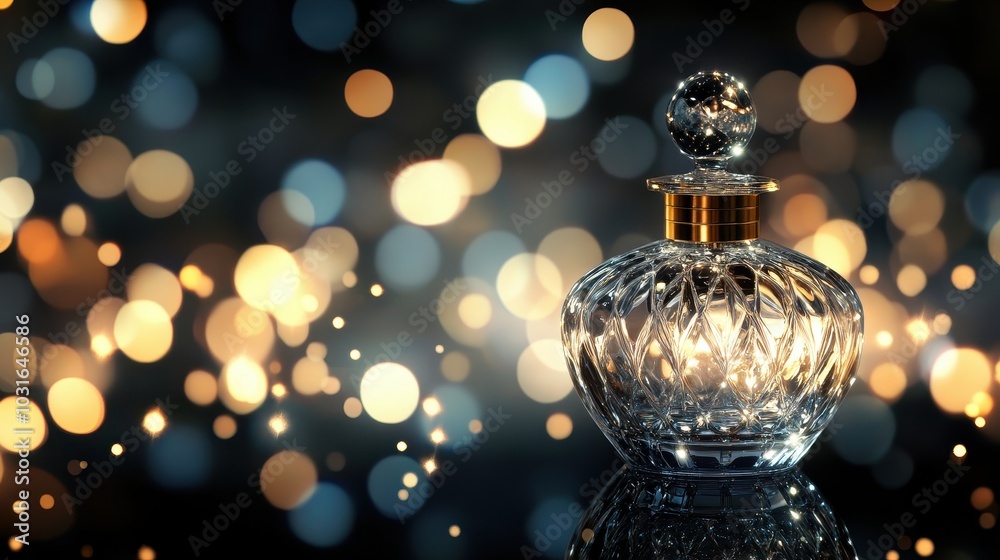 Elegant Perfume Bottle with Sparkling Background