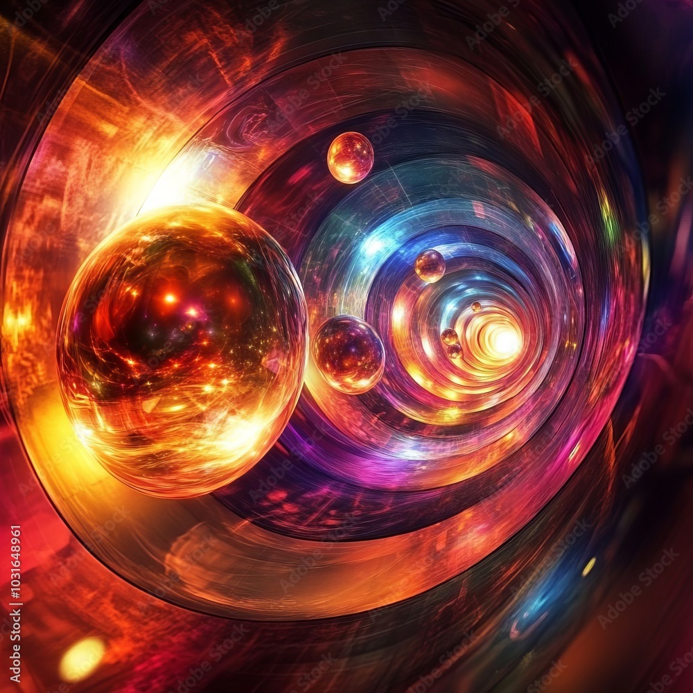 Abstract energy tunnel with glowing orbs swirling Abstract energy tunnel with glowing orbs swirling