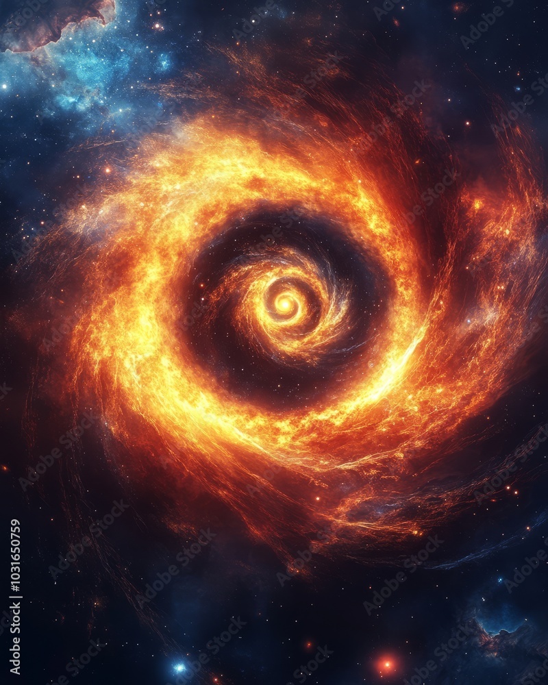 Obraz premium A mesmerizing cosmic spiral, formed by a vortex of light, gas, and dust twisting through the endless universe. 
