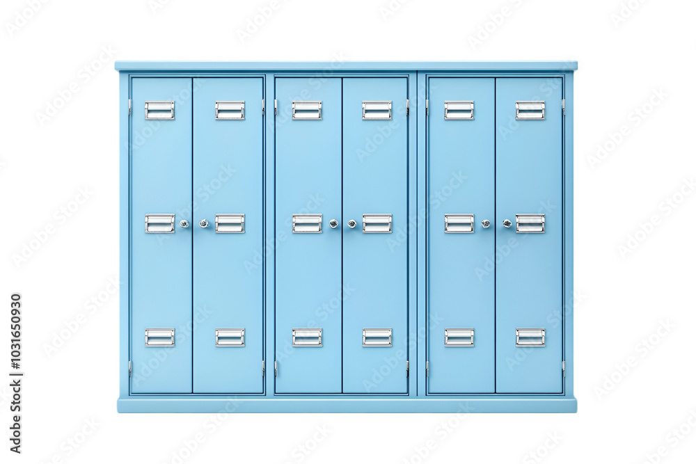 Fototapeta premium Blue lockers, white isolate background Transparent Background.