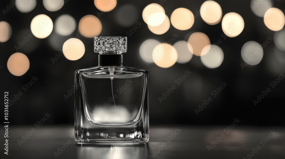 Elegant Glass Bottle with Soft Bokeh Background Elegant Glass Bottle with Soft Bokeh Background
