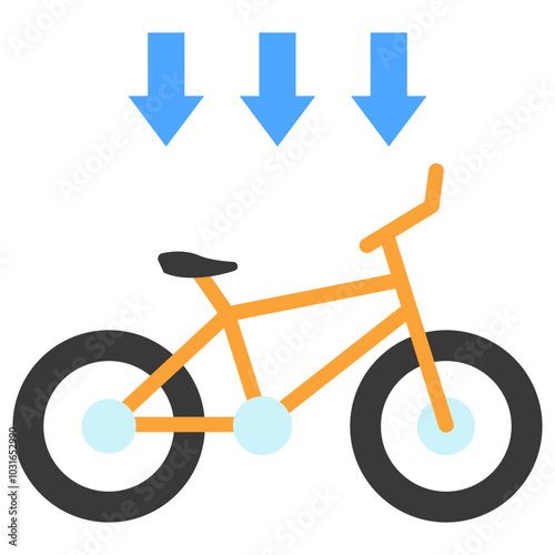 Bicycle Lane flat multi color icon, use for UI, UX, app and web development, digital or print. for industry, education, construction, transportation, environment, urban planning theme.