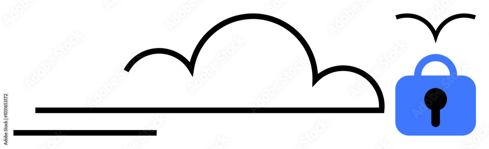 Cloud shape with lock indicating data security. Simple and clean minimalistic style. Ideal for technology, security, cloud computing, privacy, data protection themes Cloud shape with lock indicating data security. Simple and clean minimalistic style. Ideal for technology, security, cloud computing, privacy, data protection themes
