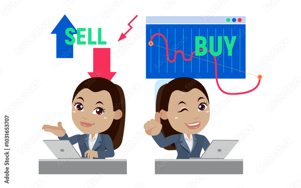 Stock market concept with people Stock market concept with people