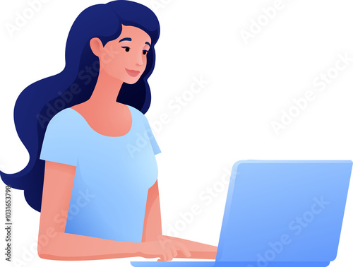 Woman Using Laptop Computer...