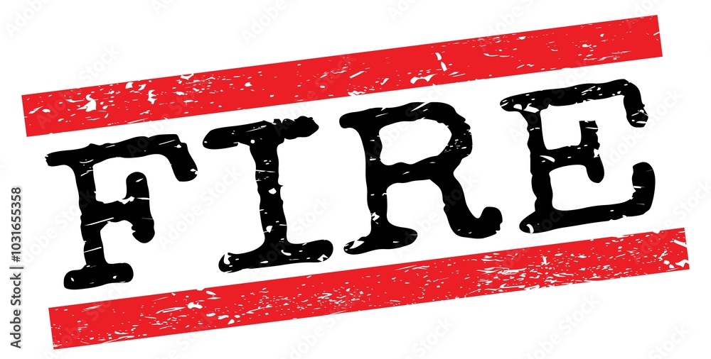 FIRE text on red-black grungy lines stamp sign. FIRE text on red-black grungy lines stamp sign.