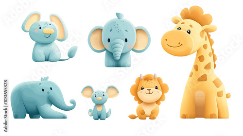 Cute Cartoon Animal Collection on a Transparent Background Generative AI