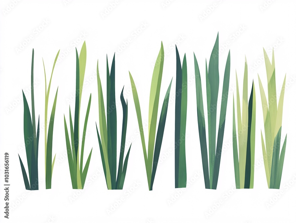 2408 57.A set of vector illustrations showcasing different grass types, with each blade designed in a flat, minimalist style. The green grass stands tall and vibrant, forming a uniform pattern 2408 57.A set of vector illustrations showcasing different grass types, with each blade designed in a flat, minimalist style. The green grass stands tall and vibrant, forming a uniform pattern