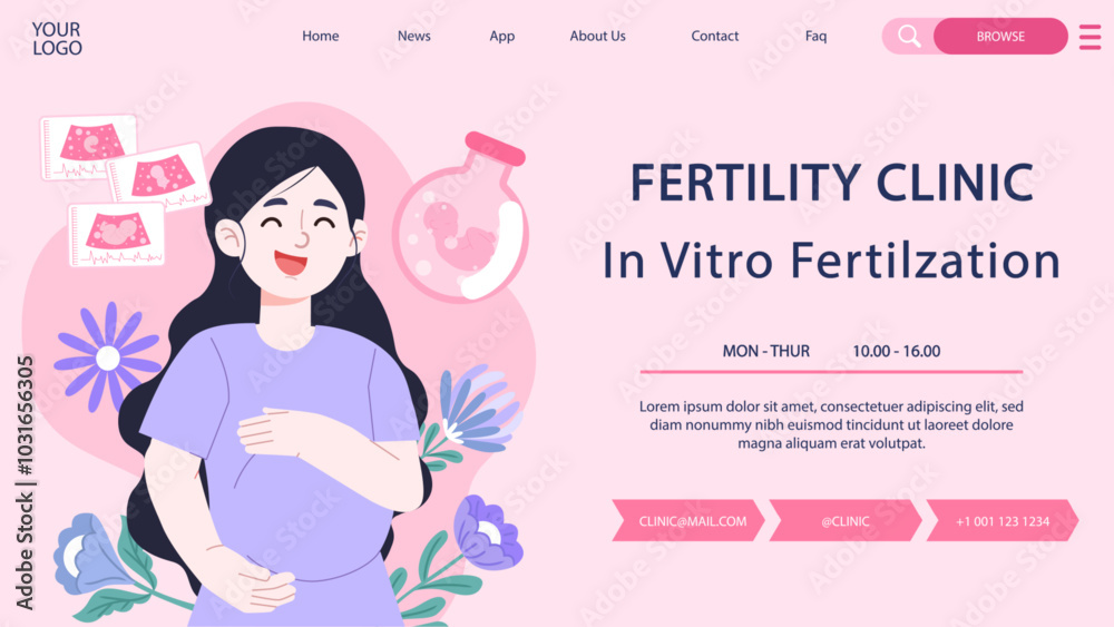 Fertility Clinic In Vitro Fertilization Online Portal. Vector illustration Fertility Clinic In Vitro Fertilization Online Portal. Vector illustration