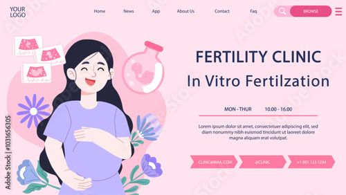 Fertility Clinic In Vitro Fertilization Online Portal. Vector illustration